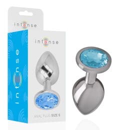 INTENSE - ALUMINUM METAL ANAL PLUG WITH BLUE CRYSTAL SIZE S 2